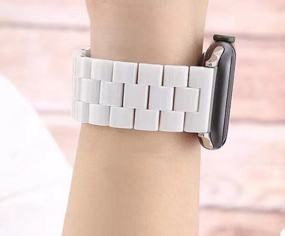 white ceramic apple watch band