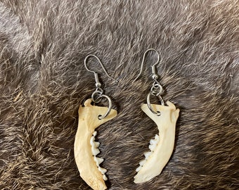 Black and Gold Mink Jaw Earrings