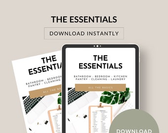 The Essentials Checklist Bundle. Basic items for your bedroom, bathroom, kitchen, pantry, cleaning storage and laundry. Download and Print.