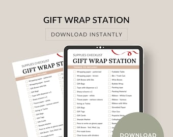 Gift Wrap Station Printable Checklist, Prepare for Gifting Presents. Convenient, organised perfect for home or in store. Download & Print.