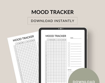 Mood Tracker, Stress Tracker, Mood Journal, Emotions Tracker, Mood Chart, Wellness Planner, Self Care Chart. Download Instantly PDF.