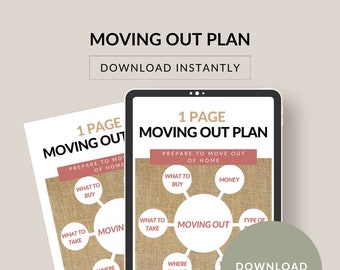 One Page Moving Out Planner, First Time Mover, Rental Planning, New Home, Leaving Home Planner, First Apartment. Instant Download | PDF