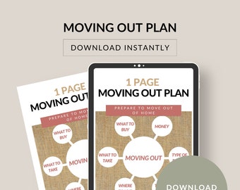 One Page Moving Out Planner for Leaving Home for the First Time. Download Instantly