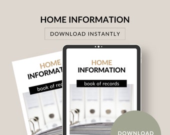 Home Information Book of Records | 74 Pages. Track home maintenance, home binder, design planner and record keeper. Download instantly | PDF