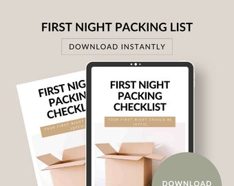 First Night New Home Printable Packing Checklist. Prepare for your first night in your new home. Household Management. Instant Download. PDF