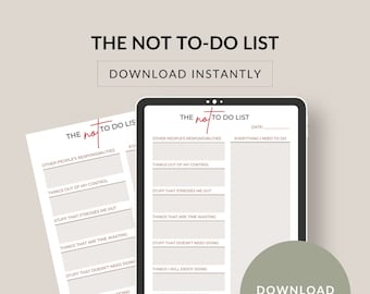 The NOT To-Do List Printable, what do you ACTUALLY need to do, Mind Map to reduce anxiety. Download instantly