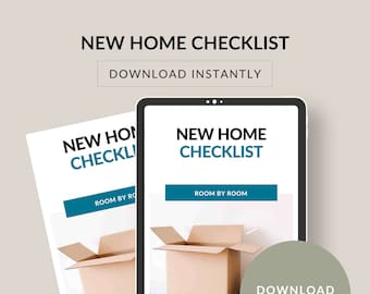 New Home Essentials Checklist. List for your kitchen, dining room, cleaning supplies. Covers each room of your home. Instant Download PDF