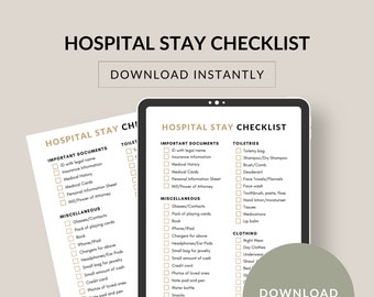 Hospital Stay Planner for Elderly Parent – Medical Info & Packing Checklist PDF