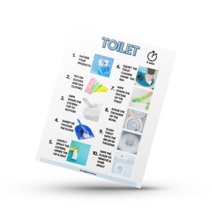 Toilet Cleaning Chore Sheet. Bathroom cleaning planner. Washroom cleaning guide. Chore Chart. Family Cleaning Ready. Download instantly. PDF