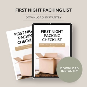 First Night New Home Printable Packing Checklist. Prepare for your first night in your new home. Household Management. Instant Download. PDF