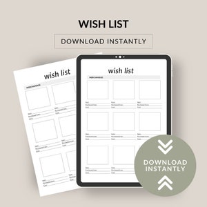 Lista de deseos de artículos para el hogar, lista de artículos para el hogar, lista de mercancías, lista de verificación para el nuevo hogar, ideas para el registro de bodas, lista de deseos, descarga instantánea / PDF