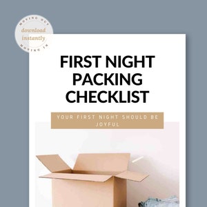 First Night New Home Printable Packing Checklist. Prepare for your first night in your new home. Household Management. Instant Download. PDF
