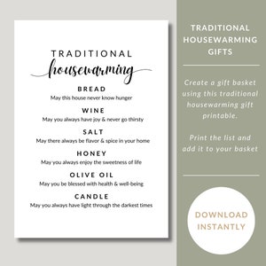 Traditional Housewarming printable. Gift Basket, New Home Owners Gift, House Blessing, Welcome Basket. New Home Gifts. New Home Gift | PDF