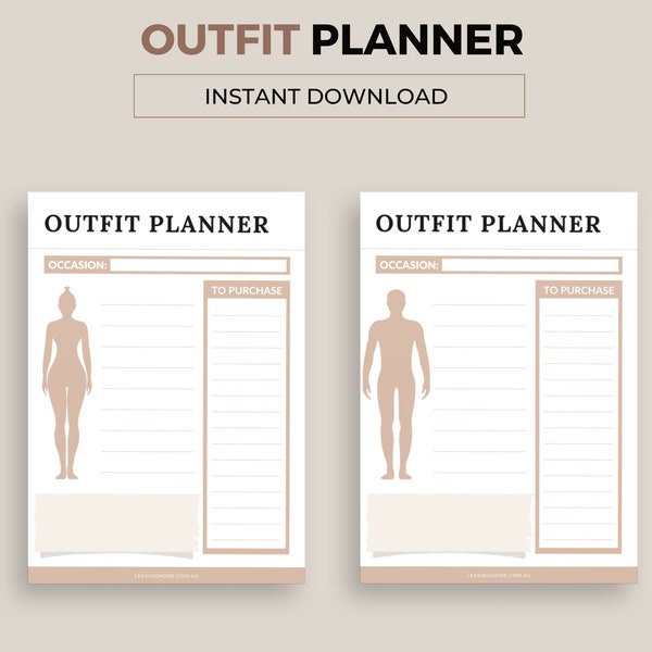 Outfit Planner for holidays, vacation, work week or wardrobe capsule. Keep track of what you wore so you always look unique & styled.