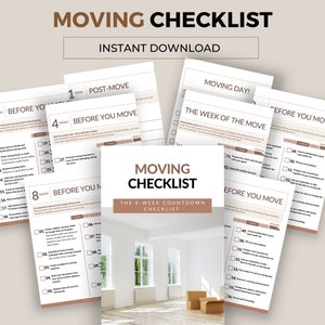 Moving Checklist | 8 Week Countdown, Moving Planner, Moving Binder, Moving Out Checklist, Relocation Planner, Moving Guide, New Apartment.