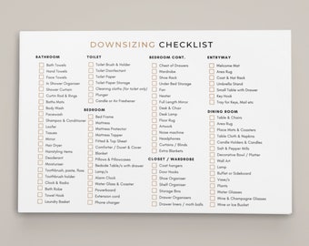 Downsizing Checklist Printable | Moving to Smaller Home Planner PDF