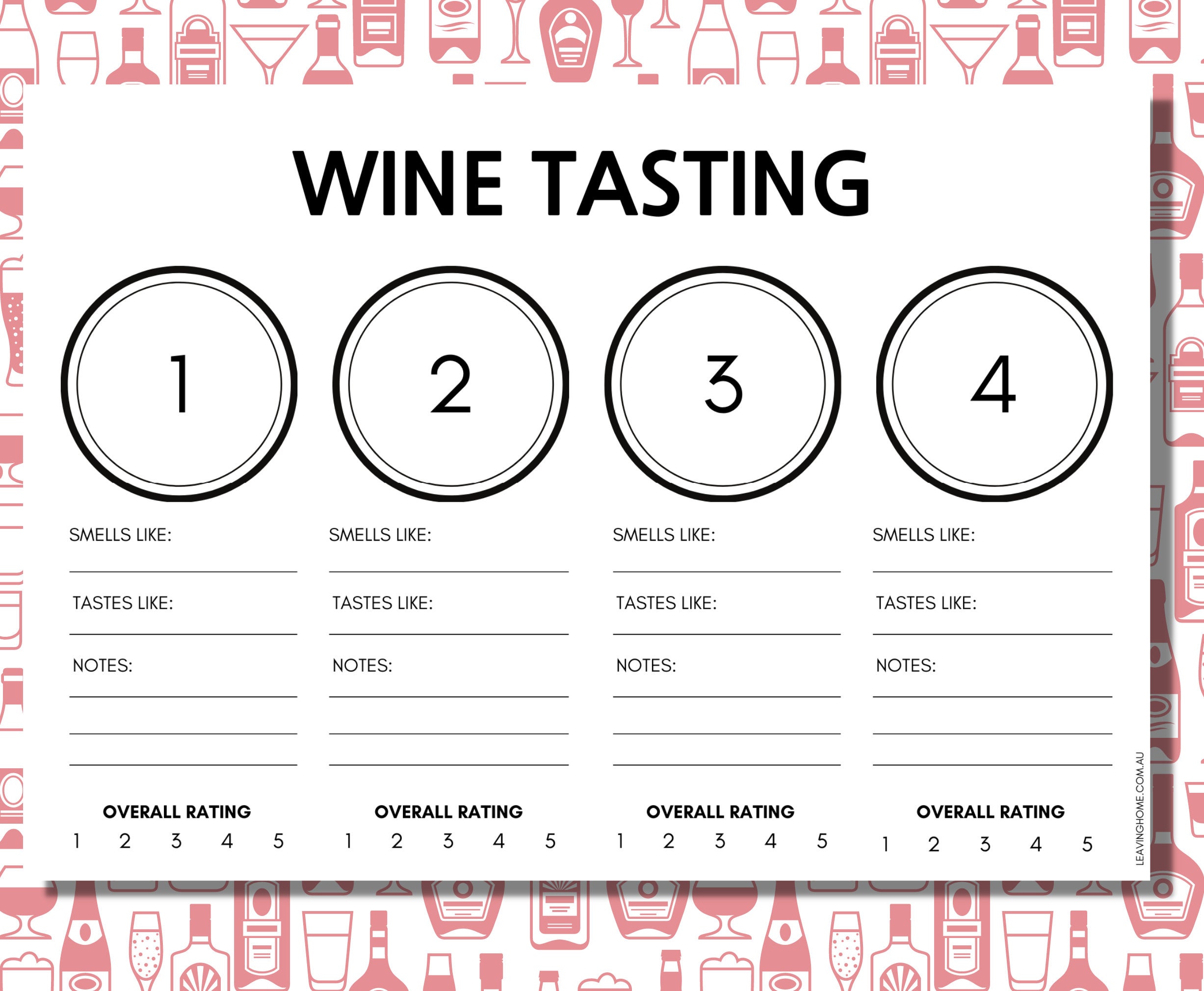 Wine Tasting Mats for up to 8 Wines. Virtual Wine Tasting, Hosting a Wine Tasting Party, Instant