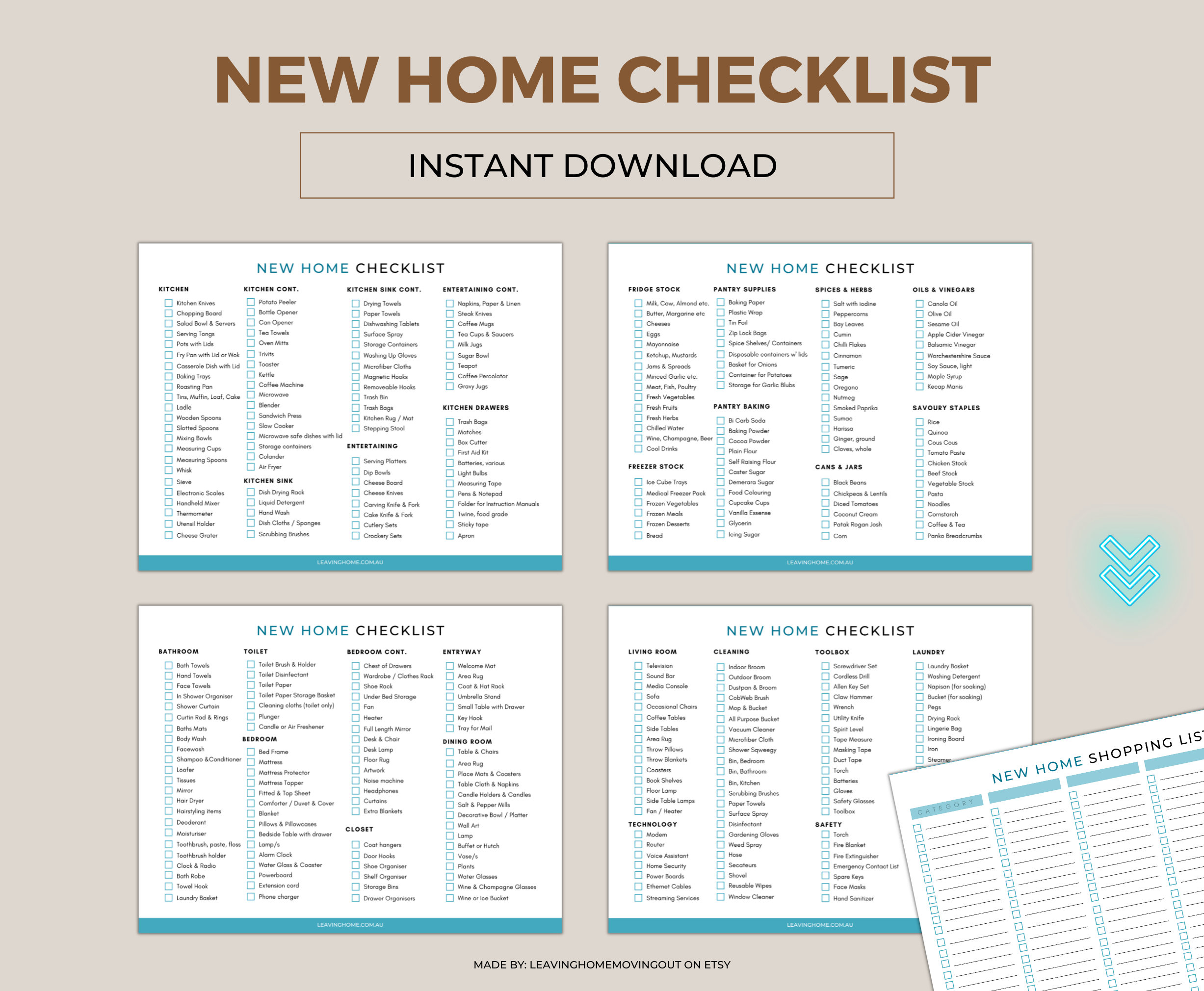 New Home Essentials Checklist. Instant Download Etsy