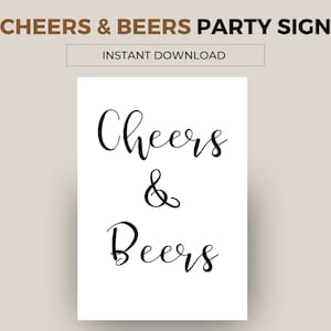 Cheers and Beers sign. Octoberfest, Bar Beer Sign. Party Sign. Download, print and pop in a frame. Available immediately | PDF