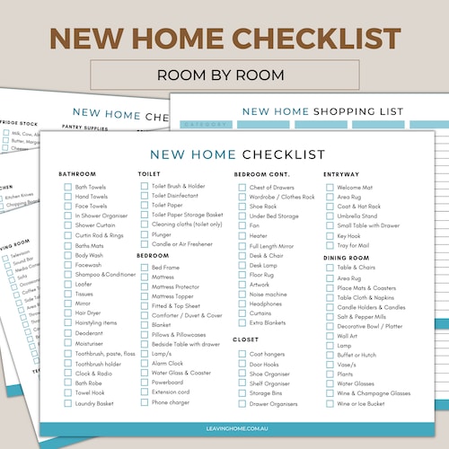 New Home Essentials Checklist. Room by Room Furnishings Etsy UK