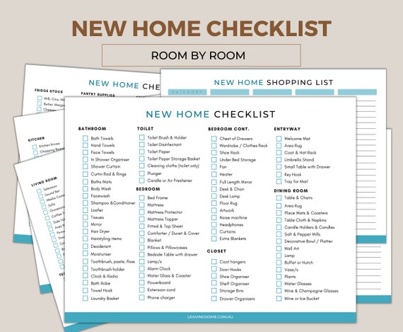 New Home Essentials Checklist, New Home Checklist Printable,first