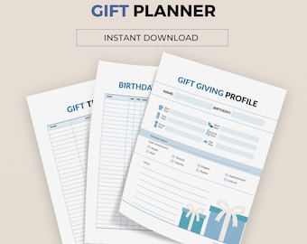 Planner di regali di Natale stampabile – Tracker di regali di compleanno e festività in formato PDF