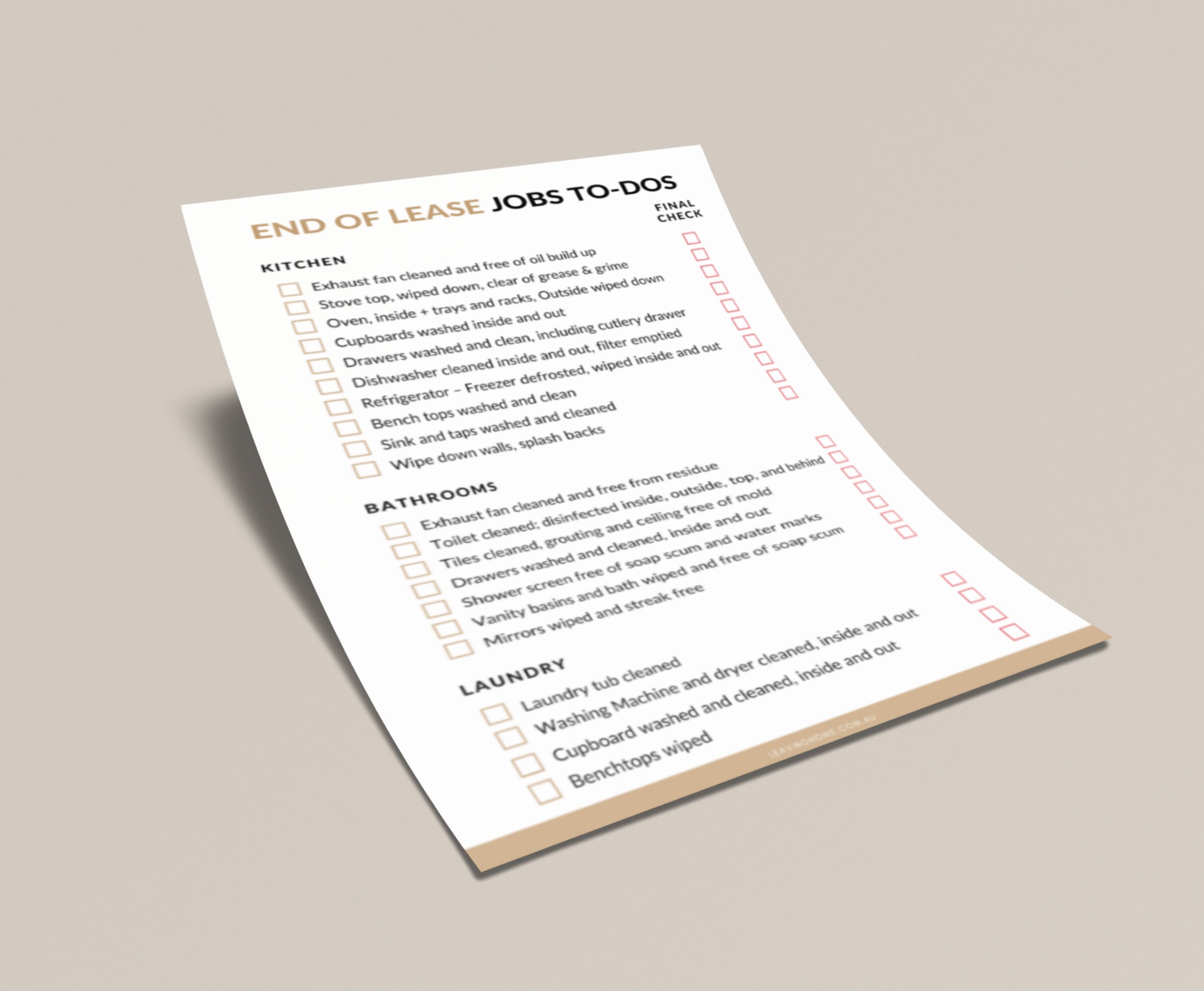 End of Lease Cleaning Checklist: Rental Move Out To-do List (PDF ...