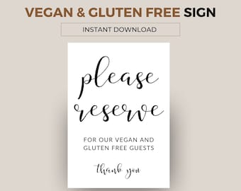 Vegan Gluten Free Sign: Elegant Party Decor (PDF Download)