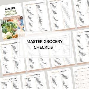 Master-Einkaufsliste und wöchentliche Essensplaner. Vorratskammer, Küche und Haushalt Heftklammern Checkliste. Bewegen Sie sich mit weniger Stress. PDF sofort herunterladen