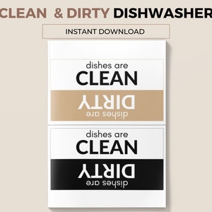 Clean and Dirty Dishwasher Label. Apartment Essentials, Communal kitchen sign. Dishwasher Clean Dirty. Household Essentials. Download | PDF