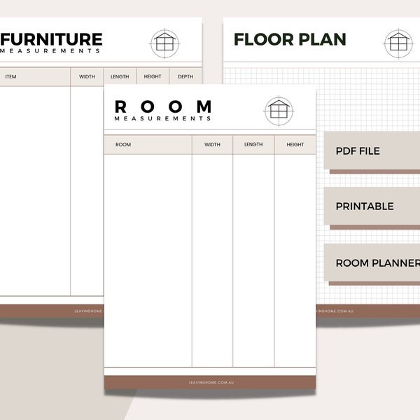 Measurements for Furniture and Room Measurements, Floor Plan Layout, Instant Download