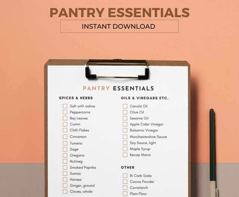 Pantry Essentials Printable Checklist. Basic Pantry Items to Etsy