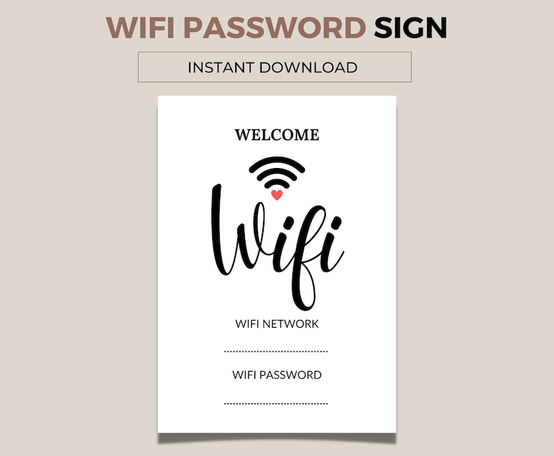 Wifi Network & Password Printable, Prepare Your Home for Friends