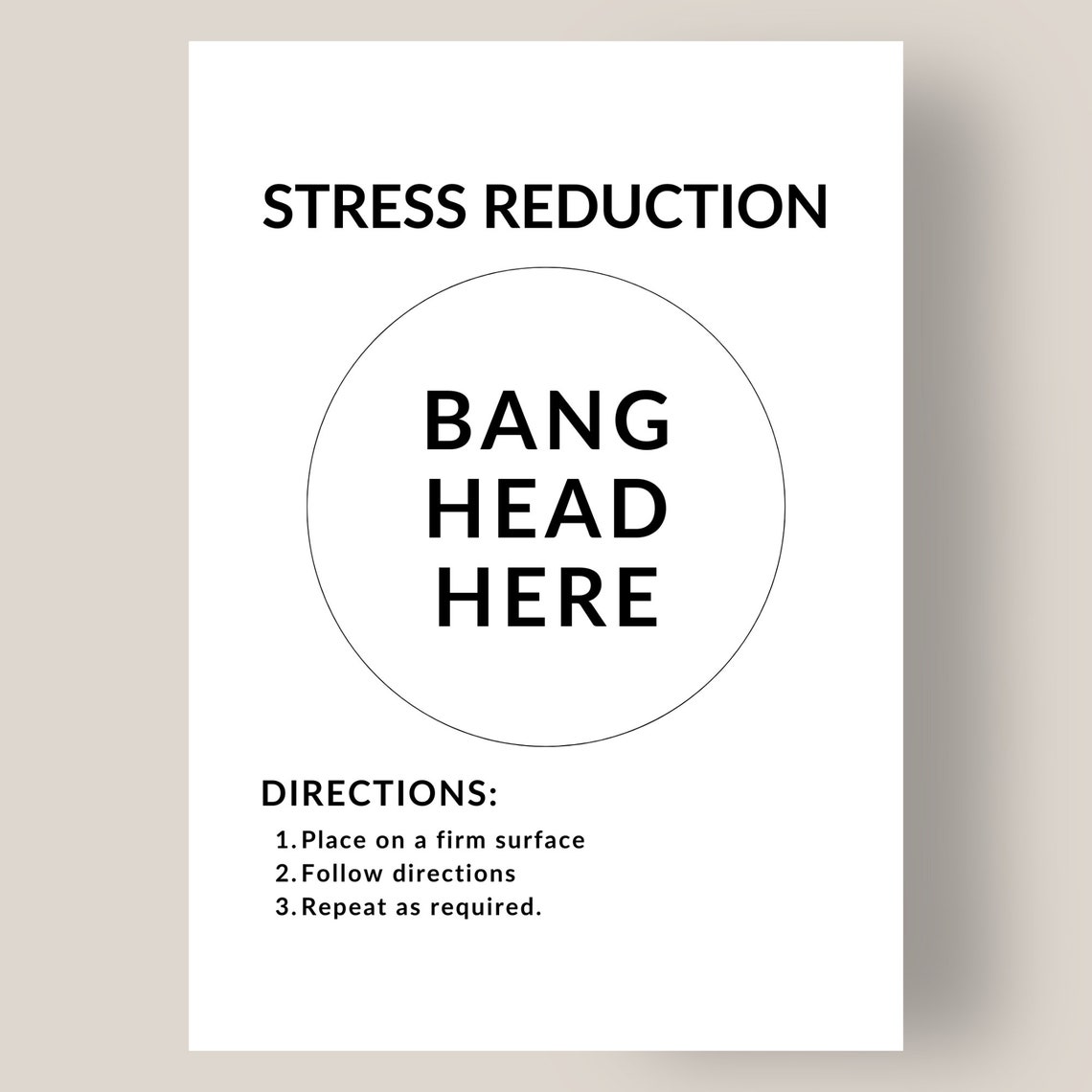 Bang Your Head Here Sign. Instant Stress Reduction. Download, Print ...