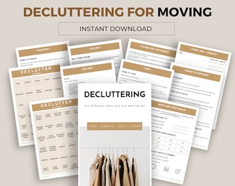 Declutter Before Moving Checklist | Moving Out Decluttering Planner PDF | First Apartment Packing Prep | Sell Donate Toss Organiser