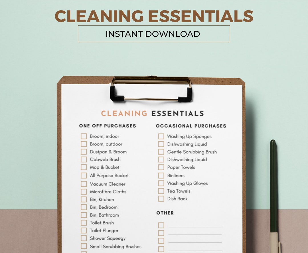 Cleaning Essentials Checklist, A List of the Basics You Need for