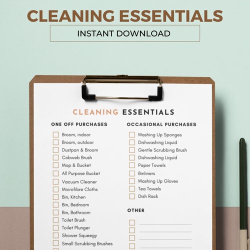 Cleaning Essentials Checklist A List of the Basics You Need Etsy