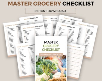 Weekly Meal Plan & Master Grocery List – Pantry and Budget Planner PDF