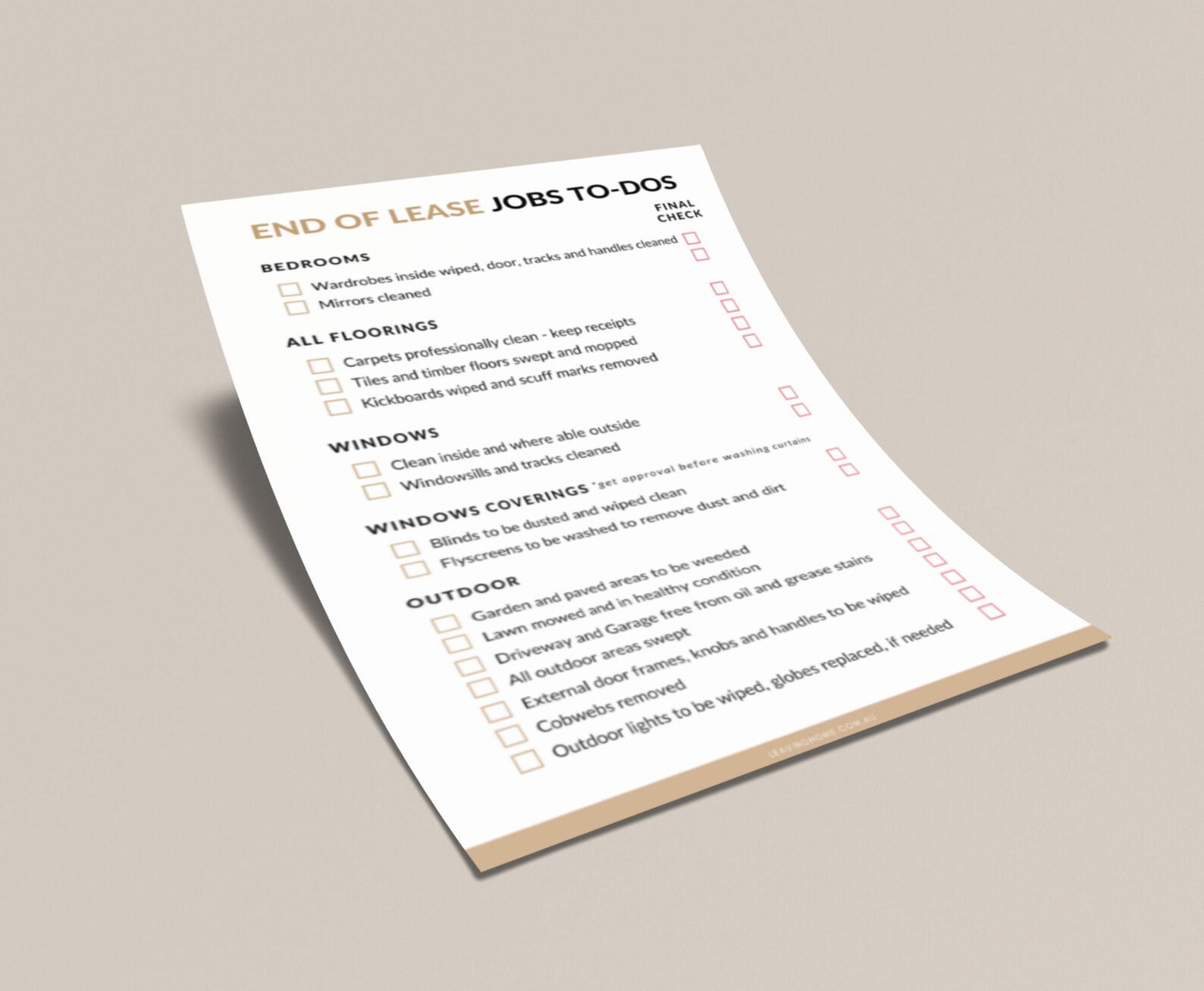 End of Lease Cleaning Checklist: Rental Move Out To-do List (PDF ...