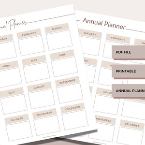 Printable Annual Planner, Year at a Glance Moving Schedule, Yearly Task Planner, Annual To Do List, Yearly Overview, Instant Download | PDF