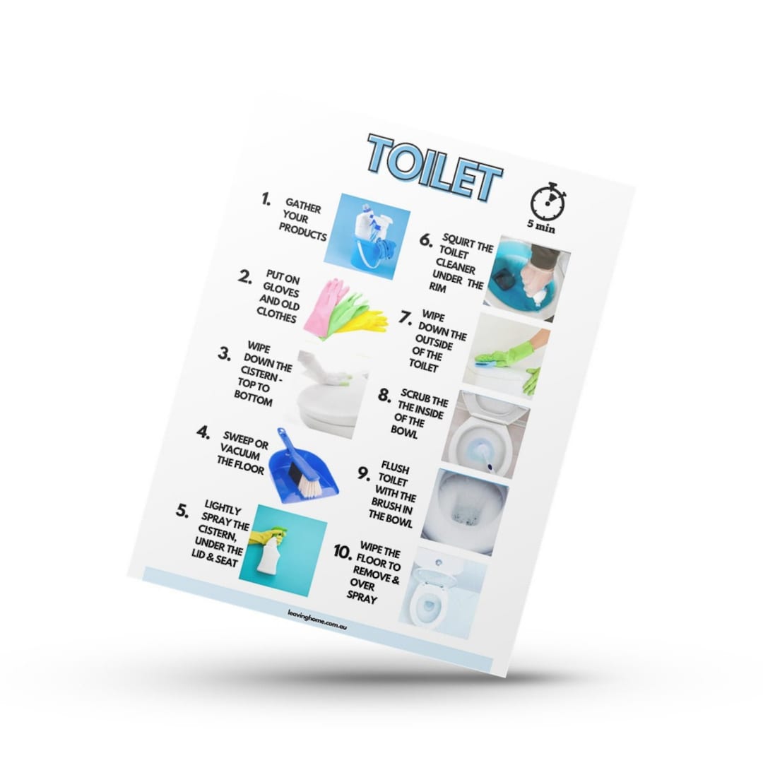 Wc Clean Out How to Clean a Toilet Printable – Step by Step Cleaning Guide PDF - Etsy