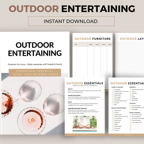 Outdoor Essentials Checklist. Set up your outdoor area for entertaining outside. Instant Download PDF