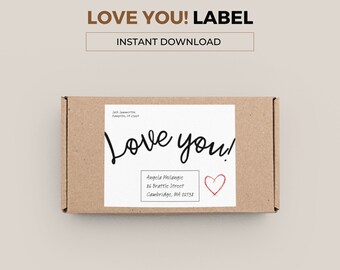 Love You Parcel Label. A unique way to address your gift. College Care Package. Download, print, handwrite the address and send | PDF.