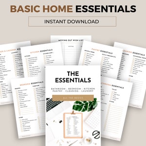 The Essentials Checklist Bundle. Basic items for your bedroom, bathroom, kitchen, pantry, cleaning items and laundry. Download and Print.