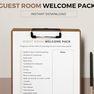 Guest Room Welcome Pack. Guest Room Décor. Guest Welcome Pack. Air BNB Gift Pack. Guest Room Basket. Guest Room Ideas. Instant Download. PDF