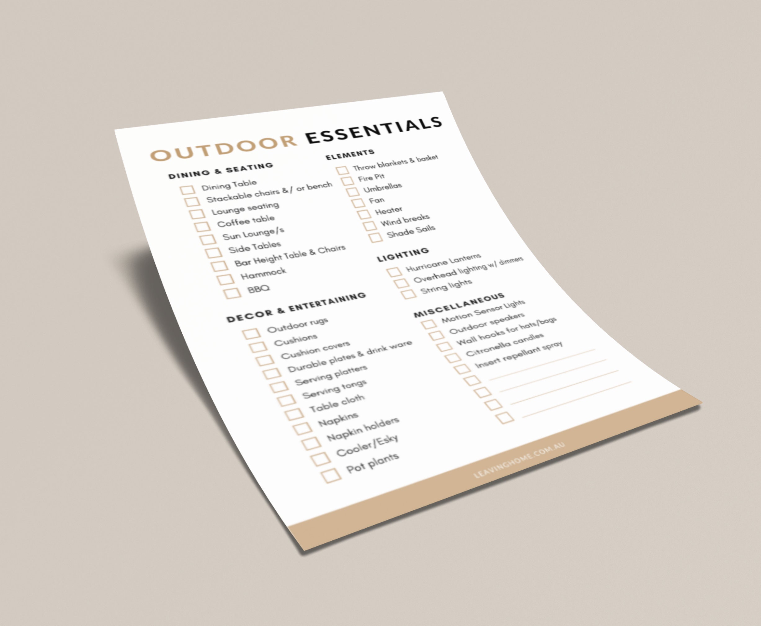 Outdoor Essentials Checklist Entertaining Outside Basics for Etsy