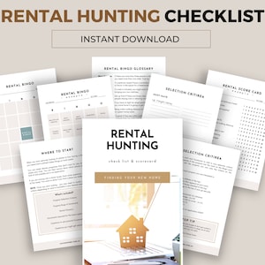 Rental Hunting Checklist, Renting Essentials, Apartment Evaluation, House Hunting Organization, New Home Checklist, Download instantly.