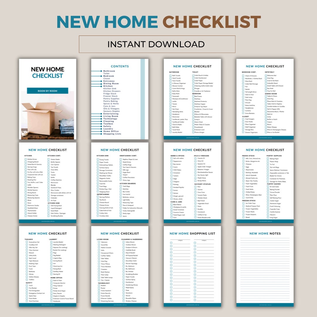 New Home Essentials Checklist. List for Your Kitchen, Dining Room ...