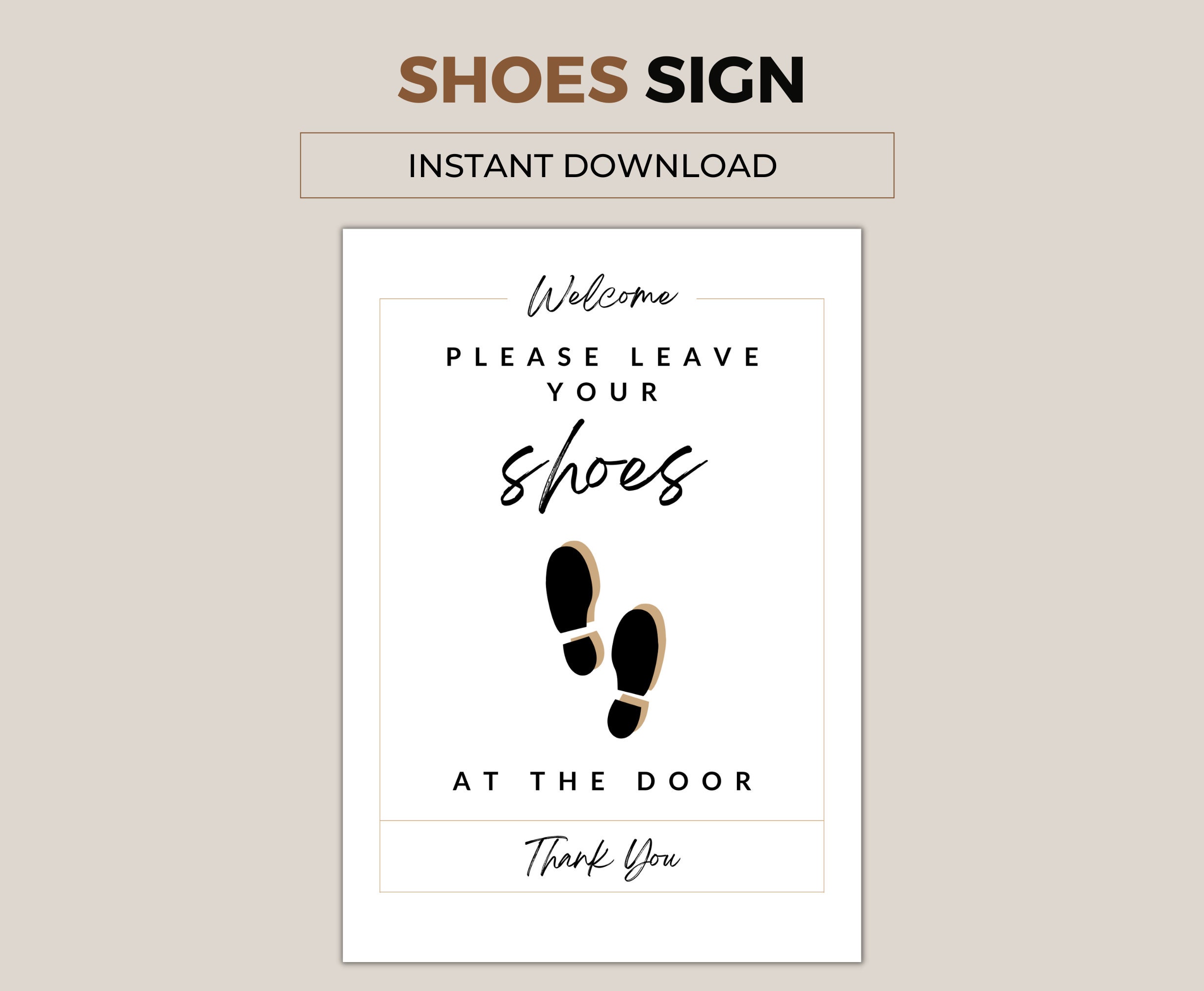 Panneau Bois Personnalisé "Enlever Chaussures" - Style Rustique - Gris - The Lizton Sign Shop