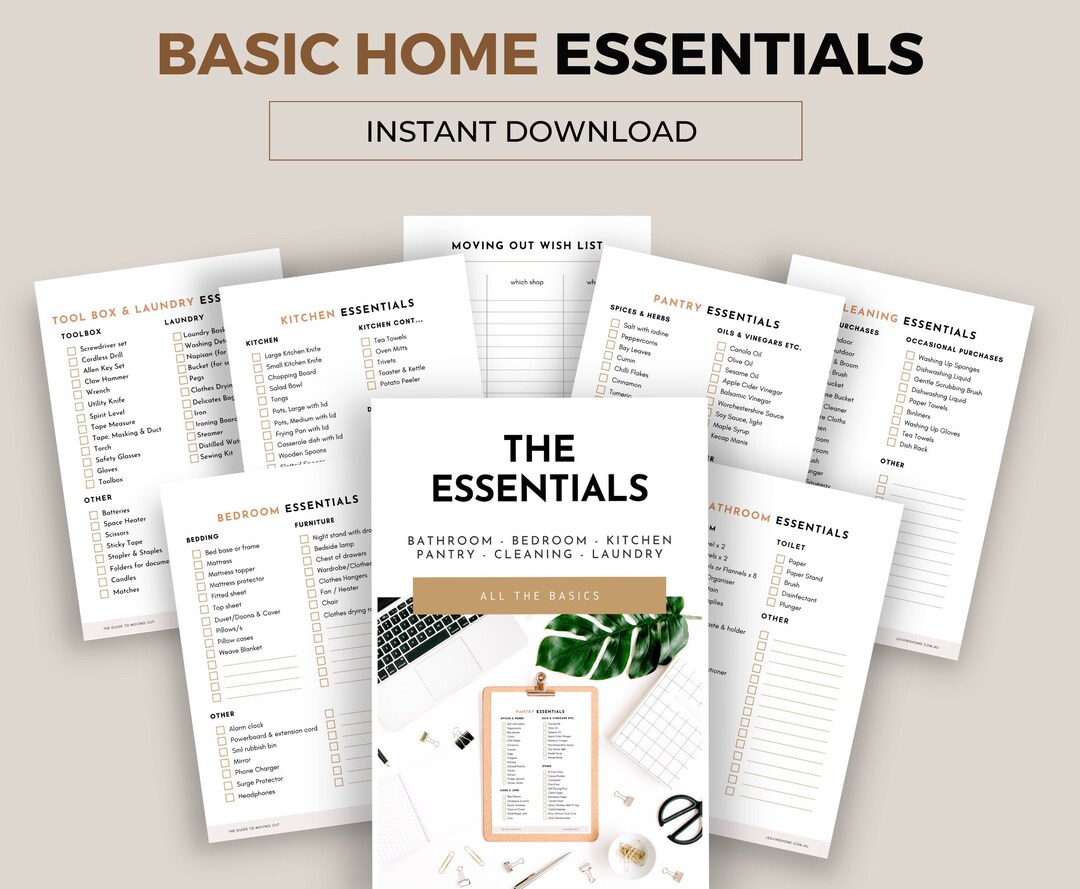 The Essentials Checklist Bundle. Basic Items for Your Bedroom, Bathroom ...